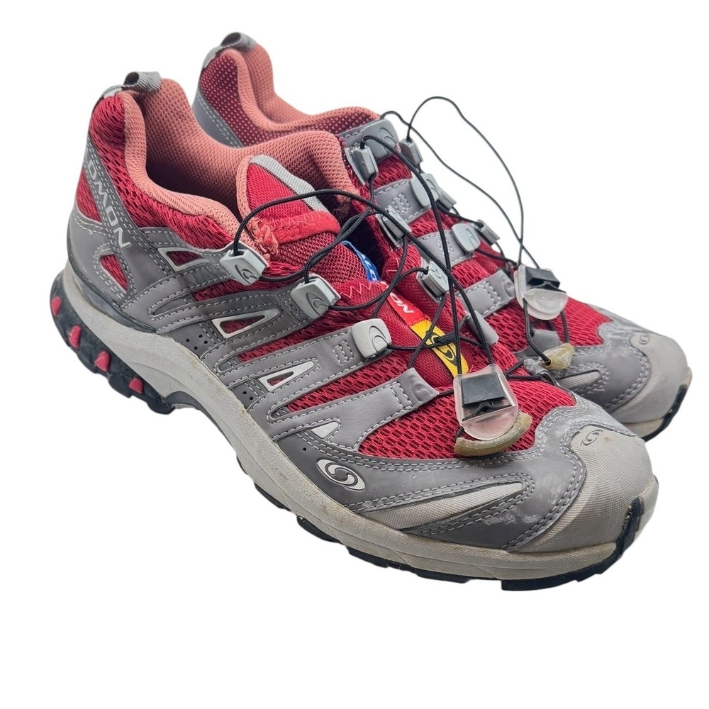 Salomon XT Wings 2‎ Trail Running Shoes Red Grey Quicklace Contagrip Womens 7.5
